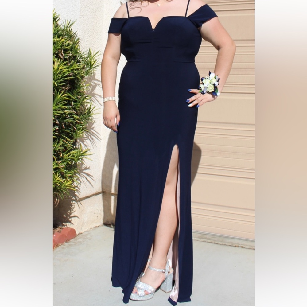 City Studio Blue Sleeveless Maxi Gown